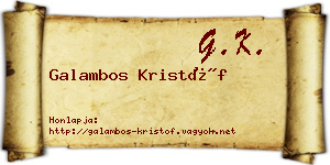 Galambos Kristóf névjegykártya